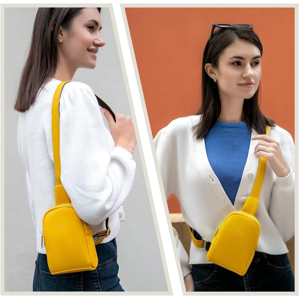 Bundle of 3 Small Crossbody Sling Bag Fanny Packs Purses Chest Bag Women Yellow - Picture 5 of 5